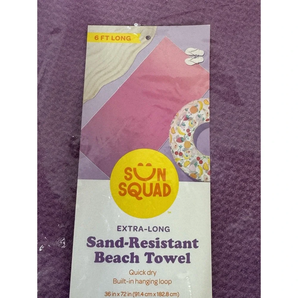 Pink Ombre XL 6ft Beach Towel, Sand Resistant 100% Recycled Polyester -Sun Squad